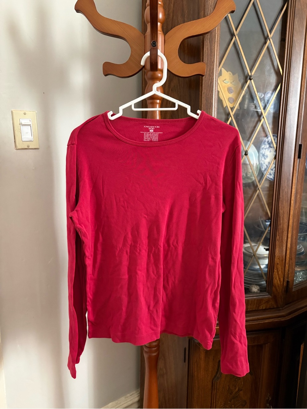 Jones New York Long-Sleeve Crewneck Top - Red